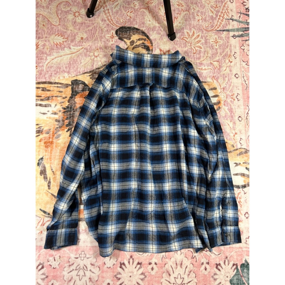 BDG Urban Outfitters Plaid Flannel Shirt Oversized Small Blue Black White Casual - Picture 2 of 6